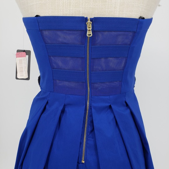 Guess Strapless Fit & Flare Dress 2 Embellished Beaded Lace Trim Sweetheart Blue - Picture 8 of 10